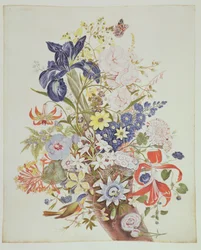 Gemischte Blumen in einem Füllhorn, ca. 1768
